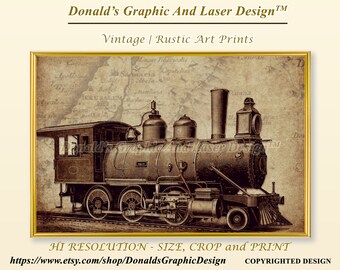 Vintage Locomotive Art Print | Antique Train Wall Decor (Digital Download)