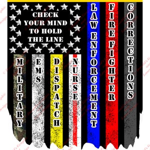 First Responder Vertical Flag Check Your Mind | Digital Download, Digital Print, Sublimation Design, Cricut, EMS, Fire, Police, Nurse Gifts