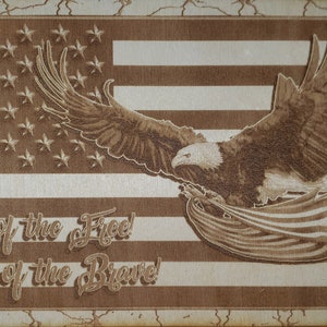 Bald Eagle Flying With American Flag - Glowforge Laser Ready Files - Digital Download - Wood Engrave - SVG - PNG - PDF - Gifts