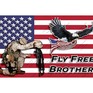 Kneeling Soldier Fly Free Brother | Digital Download, SVG, PNG, Sublimation Designs, Cricut, Silhouette, Gifts, Wall Art Decor, Memorial Day