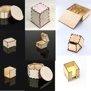 Multiple Storage Box Designs Laser Cut Files - Glowforge Laser Ready Files - Digital Download - Wood Engrave - SVG - Gifts - Rustic - Laser