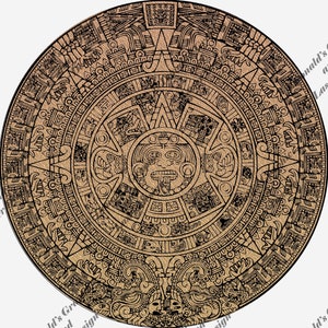 Aztec Calendar Sandstone Sticker Decal Label Tag | Gifts