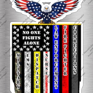 First Responder Vertical Flag with Eagle Sticker Decal Label Tag Remember | Gifts