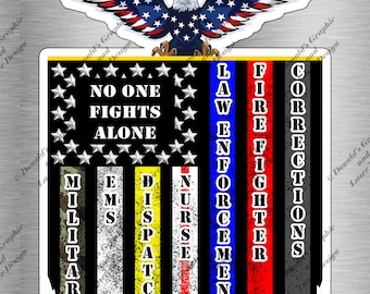 First Responder Vertical Flag with Eagle Sticker Decal Label Tag Remember | Gifts