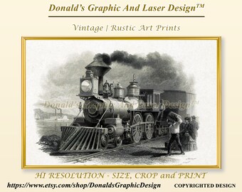 Vintage Train Art Print | Antique Locomotive Wall Decor (Digital Download)