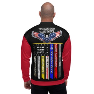 No One Fights Alone - Unisex Bomberjacke, EMS, Feuerwehr, Polizei, Polizei, Dispatcher, Krankenschwester, Gefängniswärter, Militär