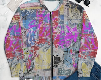 GRAFFITI ART PRINT/ Unisex Bomber Jacket/Handmade-Art Printing pieces from our shops.