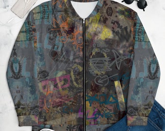 GRAFFITI ART PRINT/ Unisex Bomber Jacket/Handmade-Art Printing pieces from our shops.