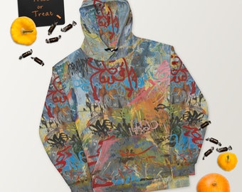 UNIQUE GRAFFITI PRINT/ Unisex Hoodie/Handmade-Art Printing pieces from our shops