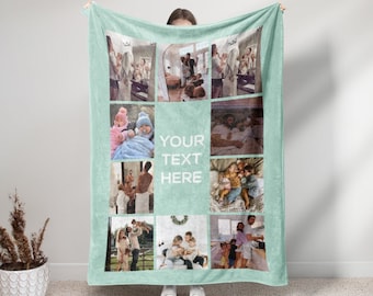 Custom Kids Photo Collage Blanket, Multi Color Blanket,Family Photo Collage Blanket With Text,Memorial Blanket,Best Friends,Gift for her