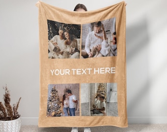 Personalized Photo Collage Minky Blanket, Custom Text Memorial Blanket