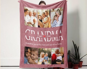 Custom Photo Blanket, Personalized Grandmother Gift