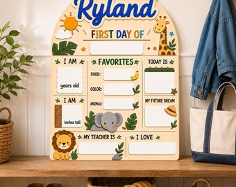 Custom First Day of School Sign, Wooden Back to School Board for Kids, 1st Day of Preschool Board for Kids Gift, Last Day of School