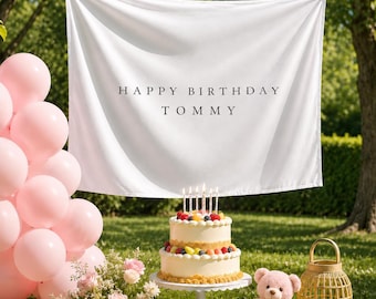 Personalisierte Baby Geburtstagsbanner, Neugeborene Name Tapisserie, Süßer Geburtstag Hintergrund, Erster Geburtstag Zeichen, Boho Wand Kunst
