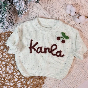 Personalized Baby Name Sweater, Hand Embroidered Children Sweatshirt, Soft Knit Sweater Toddler, Custom Baby Sweater, Unique Baby Gift