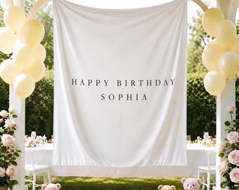 Personalised Birthday Name Banner, Birthday Flag, Custom Birthday Tapestry, Fabric Birtday Sign, Birthday Boho Wall Art, Birthday Party Deco