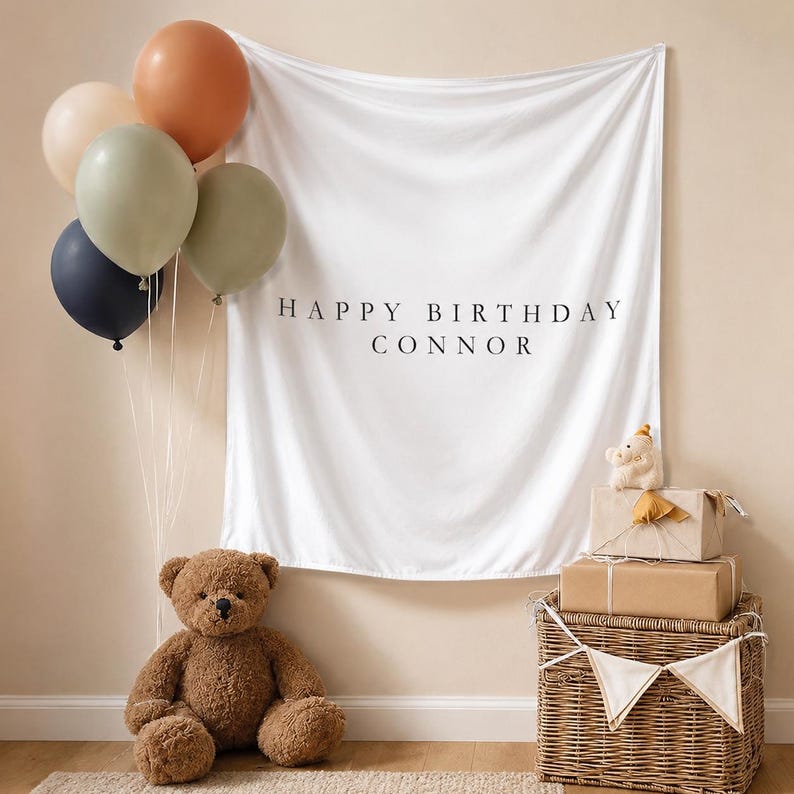 Personalized Baby Birthday Banner, Newborn Name Tapestry, Sweet One Birthday Backdrop, First Birthday Sign, Boho Wall Art image 2