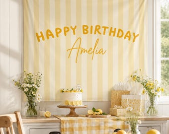 Happy Birthday Sheet Backdrop, Personalized Birthday Name Banner, Fabric Birthday Sign, Birthday Boho Wall Art Deco