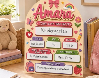 Personalized First Day of School Sign, Custom Back To School Board With Name, Reusable Photo Prop Back to School Sign, 1st Day Of School