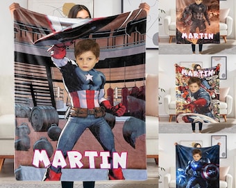 Custom Character Blanket with Your Face – Comic Book Style Throw – Unique Personalized Gift for Men, Kids, Couples, Superhero Inspired Gift