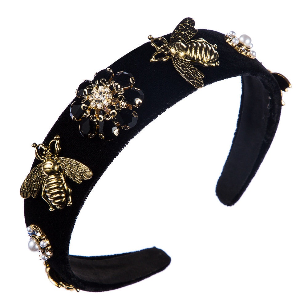 Retro Bee Headband With Faux Diamonds Luxury Vintage Hair Etsy