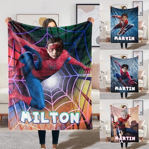 Gepersonaliseerde heldenkostuumdeken met je gezicht, grappige aangepaste cartoonworp, op superhelden geïnspireerd cadeau voor fans en vrienden cadeau held hoofdruil