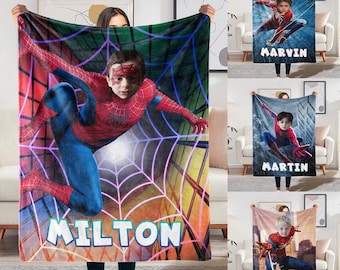 Personalized Hero Costume Blanket with Your Face, Funny Custom Cartoon Throw, Superhero Inspired Gift for Fans & Friends Hero Head Swap Gift