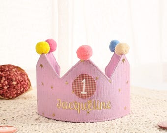 Hand Embroidered Crown for Baby and Children's Birthdays, Personalized Keepsake for First Birthday and Special Occasions, Cake Smash Hat