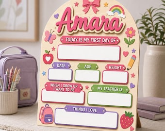 Personalized First Day of School Sign, Back to School Sign, Preschool, Kindergarten 1st Day of School Sign, School Board, Last Day of School