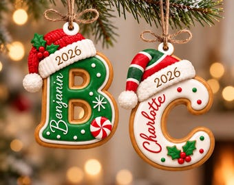 Personalized Gingerbread Letter Ornament, Custom Name Ornament, Stocking Tag for Christmas, Families Christmas Gift, Christmas Tree Decor