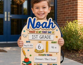 Custom Back to School Sign, First Day of School Board, Preschool Kindergarten Photo Prop, Last Day School Keepsake