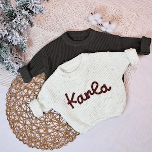 Baby Name Sweater, Baby Knit Sweater, Embroidered Baby Sweatshirt, Personalized Baby Clothes, Baby Jumper with Name, Gift for Newborn
