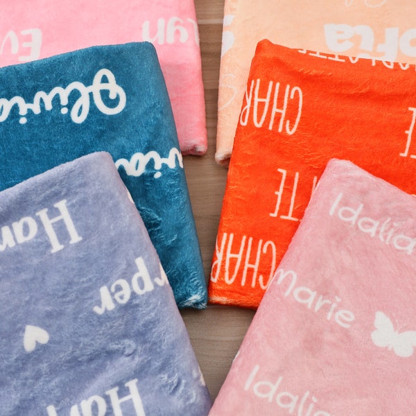 Soft Custom Name Blanket ,Multi Color Baby Blanket,Toddler Blanket,Baby Shower Gift,Custom Name Nursery Blanket,New Mom Gift, Minky Blankets