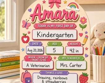 Personalized First Day of School Wooden Sign, Custom Back To School Board With Name, Reusable Photo Prop Back to School Sign Keepsake