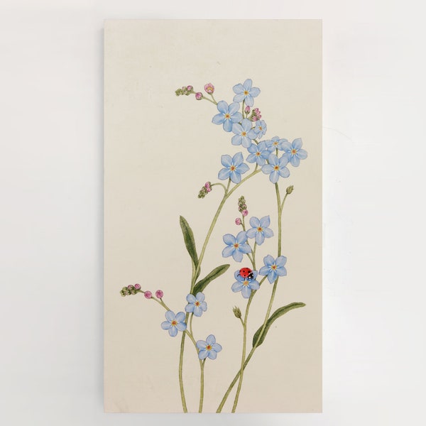 Korean Falk Painting/Forget-me-not/Vergissmeinnicht/Flower/Spring/Light sky blue/Oriental Painting/Decor Poster/Digital Download