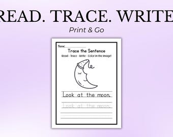 Sentence Tracing Worksheets Bundle | Read Trace Write | Preschool and Kindergarten