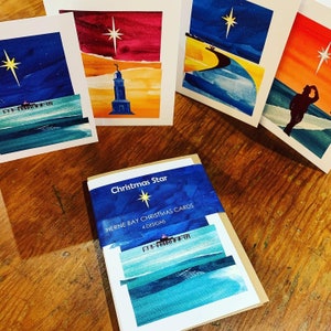 Herne Bay Weihnachtsstern | Packung mit 4 Grußkarten