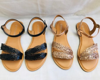 ladies rose gold sandals uk