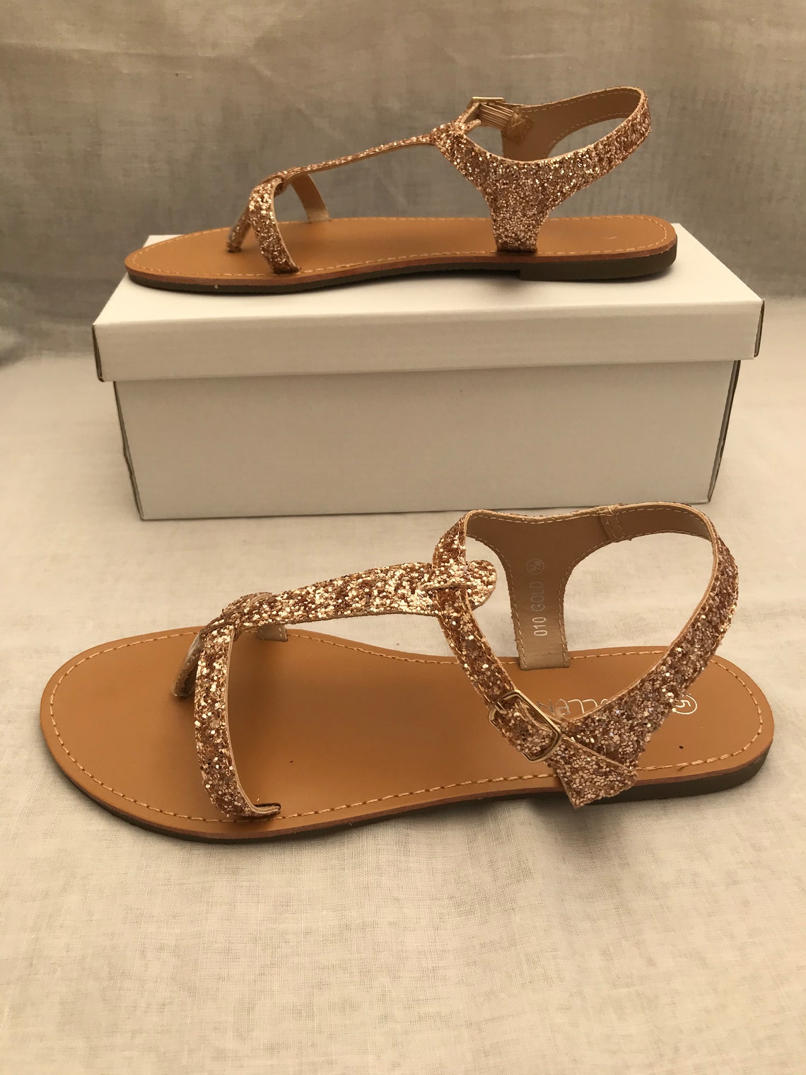 womens flat glitter sandals