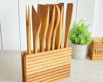 8 Holz Pfannenwender Set Pack Holz Küchenutensilien Set, Holzlöffel zum Kochen Natur Eiche