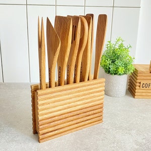 8 Wood Kitchen Spatula Set  Pack Wooden Kitchen Utensils Set, Wooden Spoons for Cooking Natural Oak