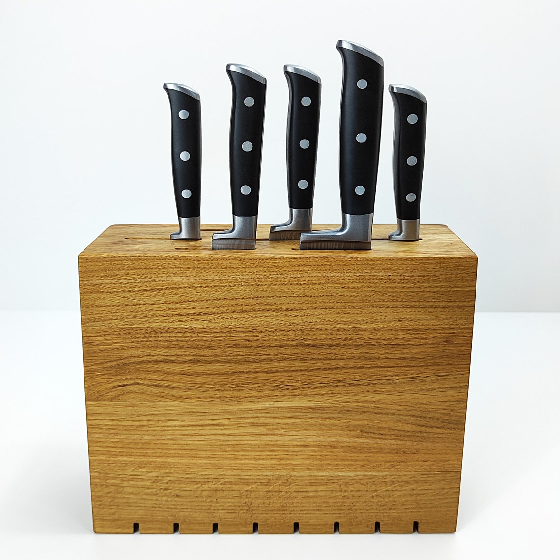 Original Natural Oak Knife Block, Stylish Knife Holder, Knife Storage