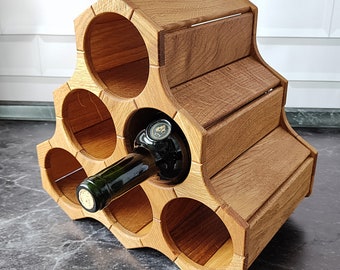 Shelf For 6 Wine Bottles, Wine Bottles Rack, Wooden Wine Holder, Oak Bottles Rack, Home Bar Decor, Wine Bottle Shelf