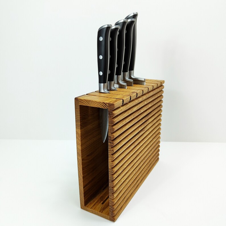 Original Natural Oak Knife Block, Stylish Knife Holder, Knife Storage