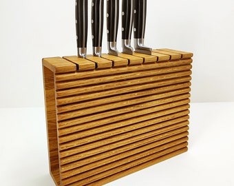 Original natural oak knife block, stylish knife holder, knife storage, for 7-8 knives.