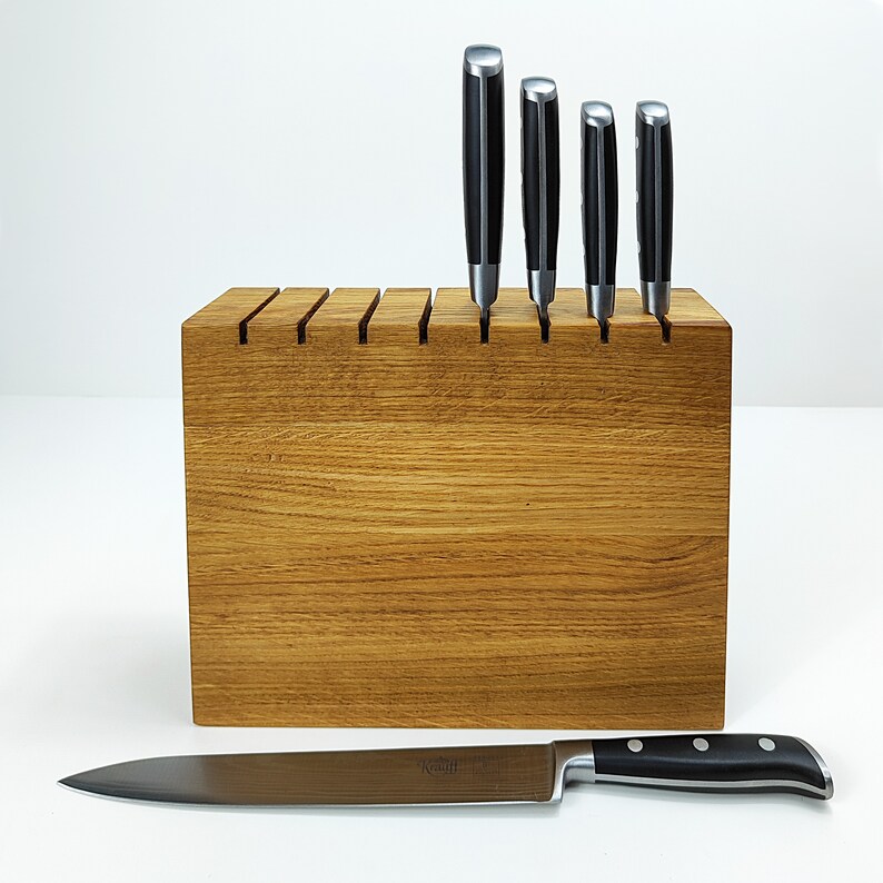 Original Natural Oak Knife Block, Stylish Knife Holder, Knife Storage