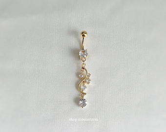 Piercing para el ombligo con forma de gota, elegante, dorado, de 14G, acero quirúrgico, inoxidable, plateado, rosa, joyería corporal, estilo Y2K, delicado, minimalista, tipo botón, para regalo.