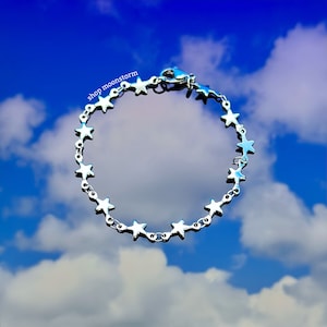 Pulsera de eslabones de estrella de plata unisex, acero inoxidable, dorado, resistente al óxido y al deslustre, resistente al agua, ideas de regalo, regalo de cumpleaños, estrellas esenciales