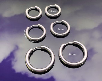 Silver Huggie Hoop Earrings Unisex Stainless Steel No Rust Tarnish Resistant Waterproof Gift Ideas Birthday Present Essential Everyday