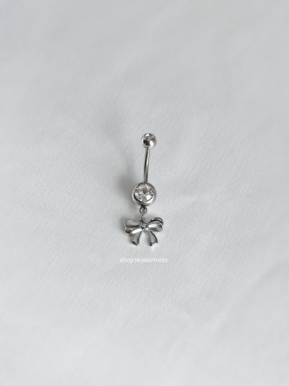 14G Gold Ribbon Bow Belly Ring Surgical Steel Stainless Body Jewelry ...